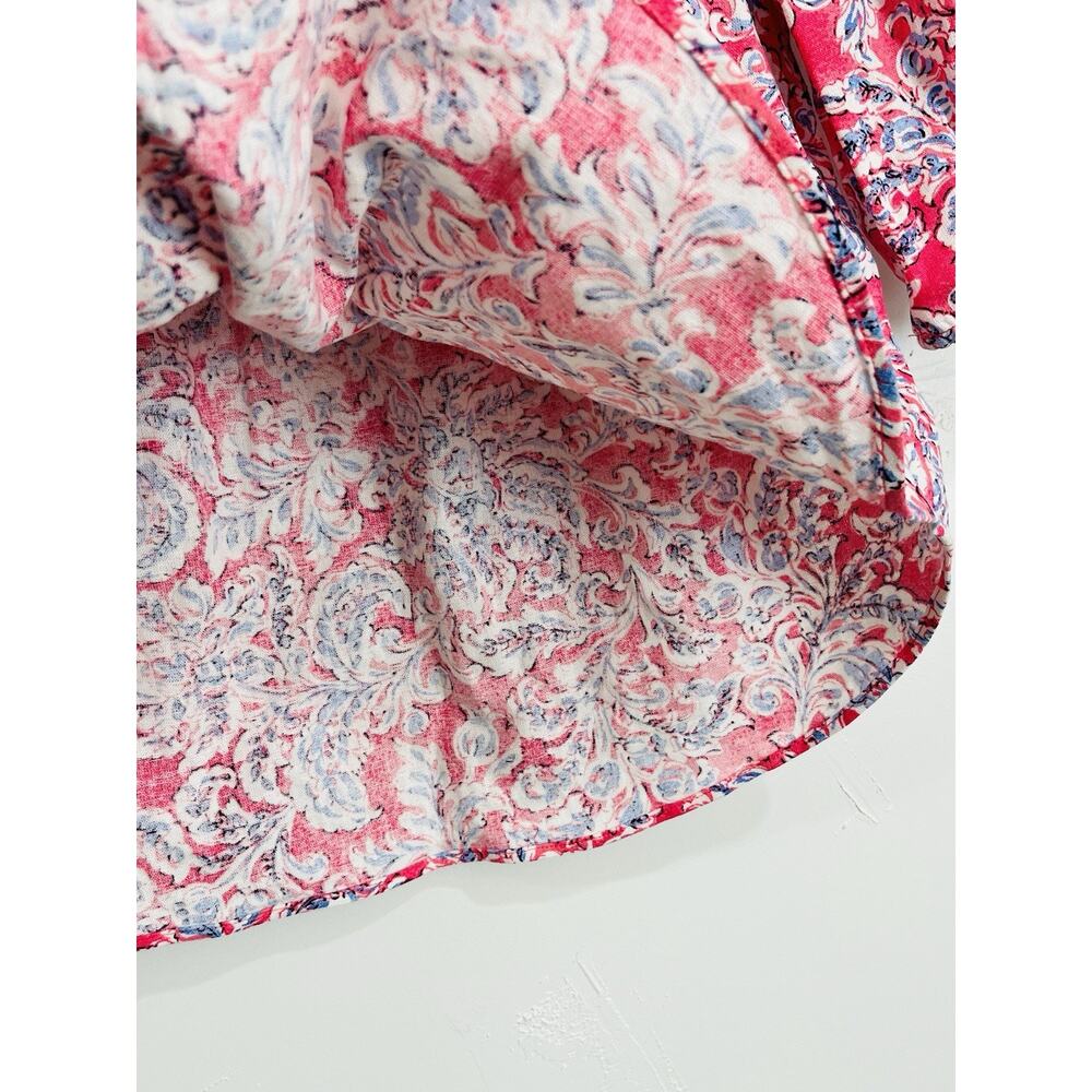 NWT Jones New York Pink Printed V Neck Blouse Size Medium M Elastic Cuff 3/4 Sl - Picture 9 of 9